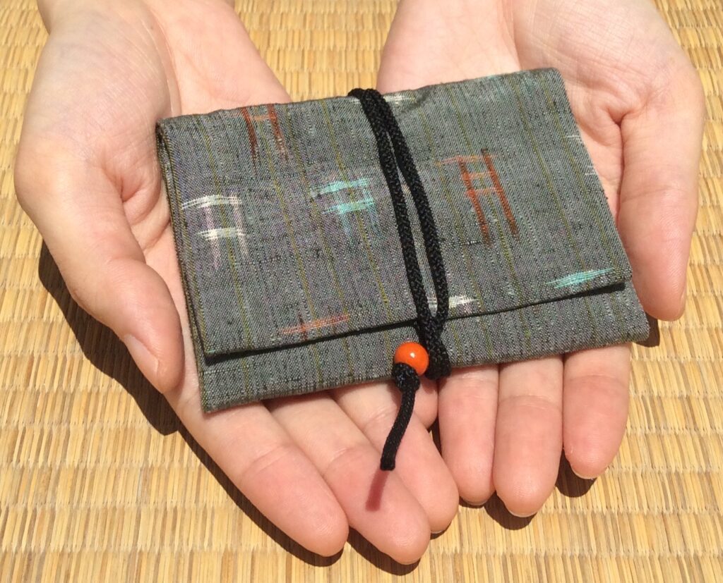 男性　メンズ　緑　道中財部　着物財布　着物リメイク　ハギレリメイク　和柄