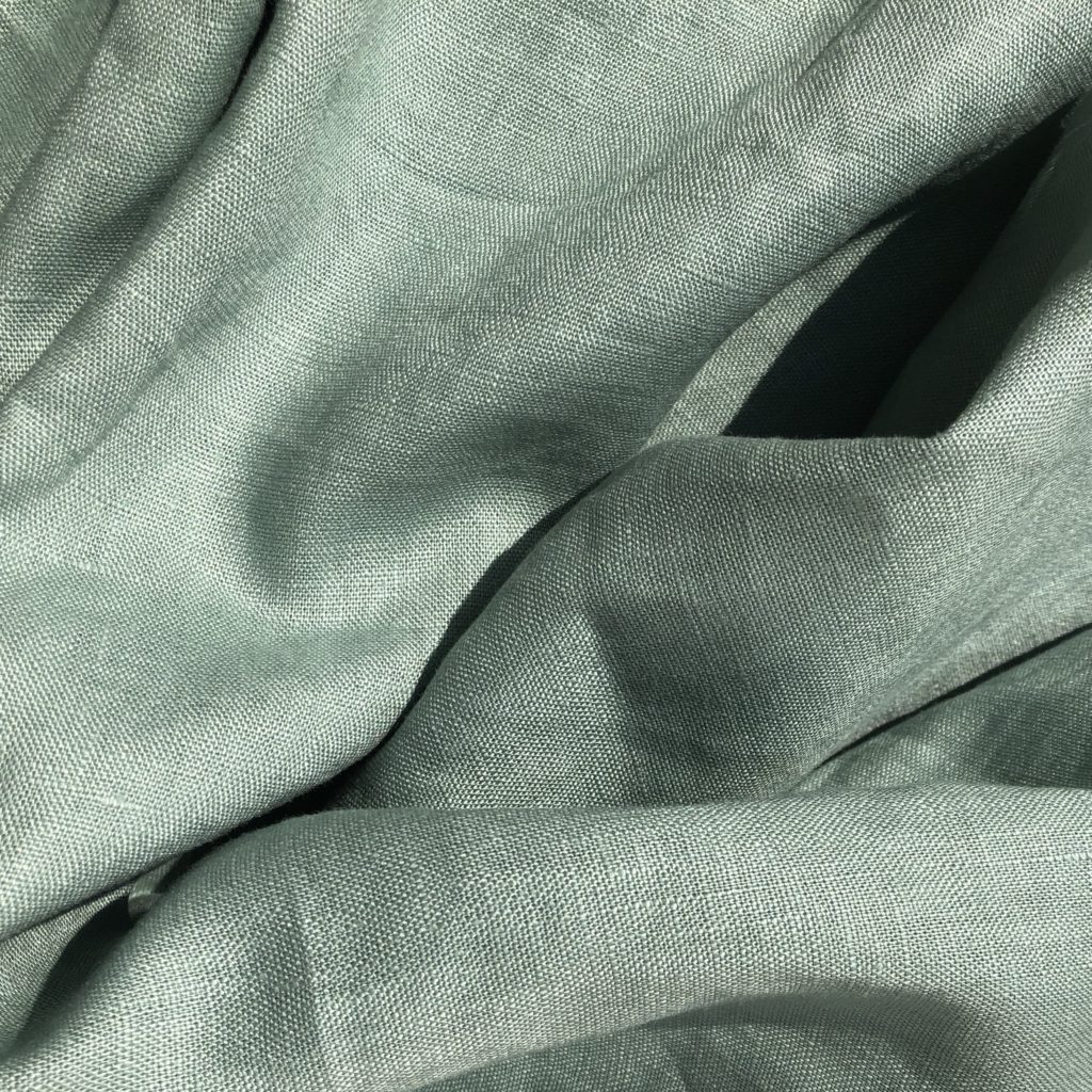 グリーンのリネン生地　麻