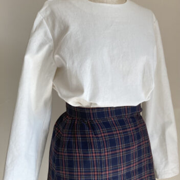 コットンリネン透けにくい体型カバーTブラウス(半袖・長袖・クルーネック・Vネック）