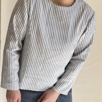 ダブルガーゼやわらかい体型カバーTブラウス(半袖・長袖・クルーネック・Vネック）