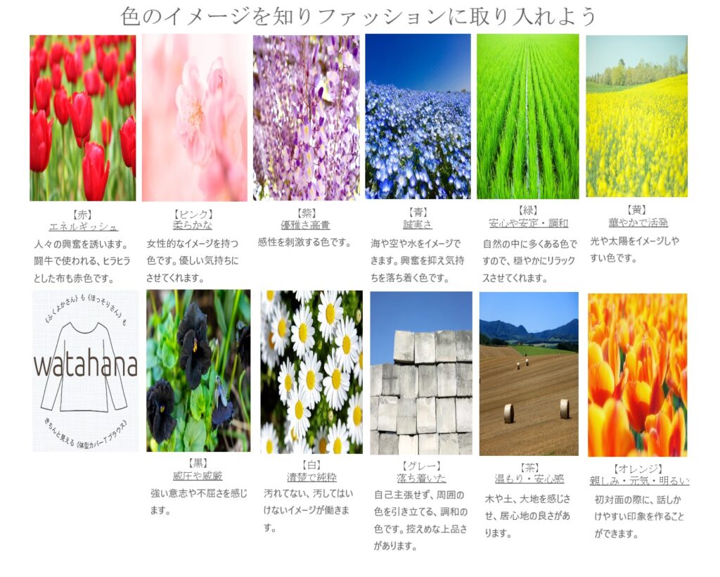 色のイメージをファッションに取り入れよう　体型カバーTブラウス