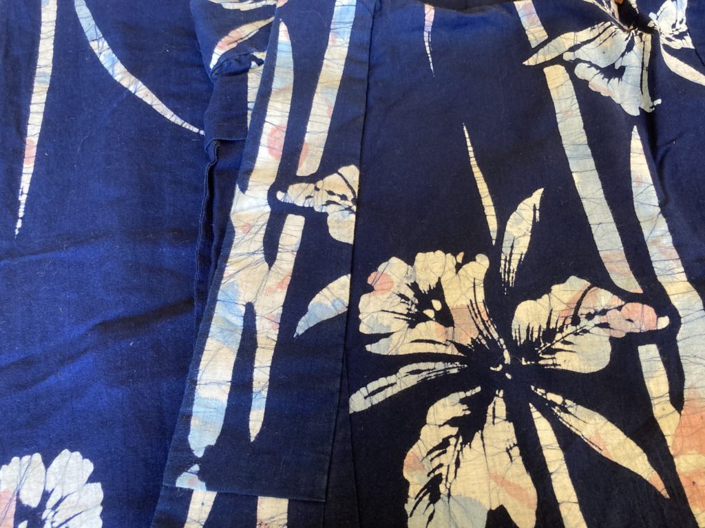 手作り浴衣　浴衣の柄　紺色