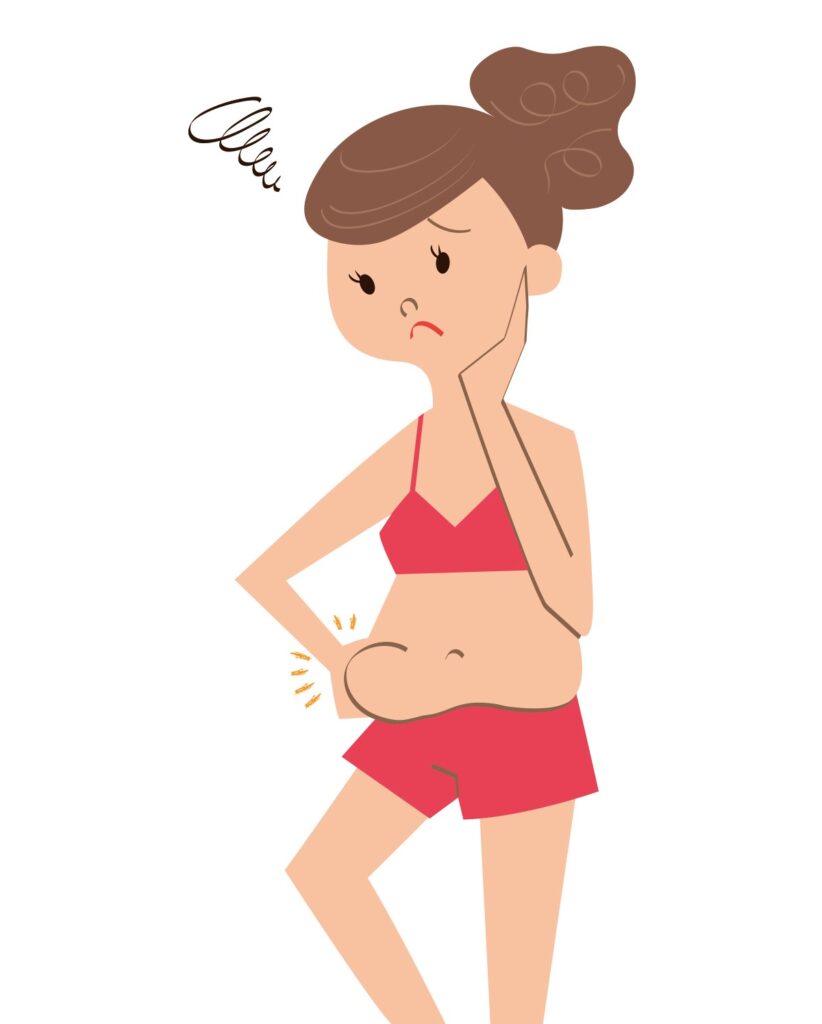 ポッコリお腹を気にしている女性