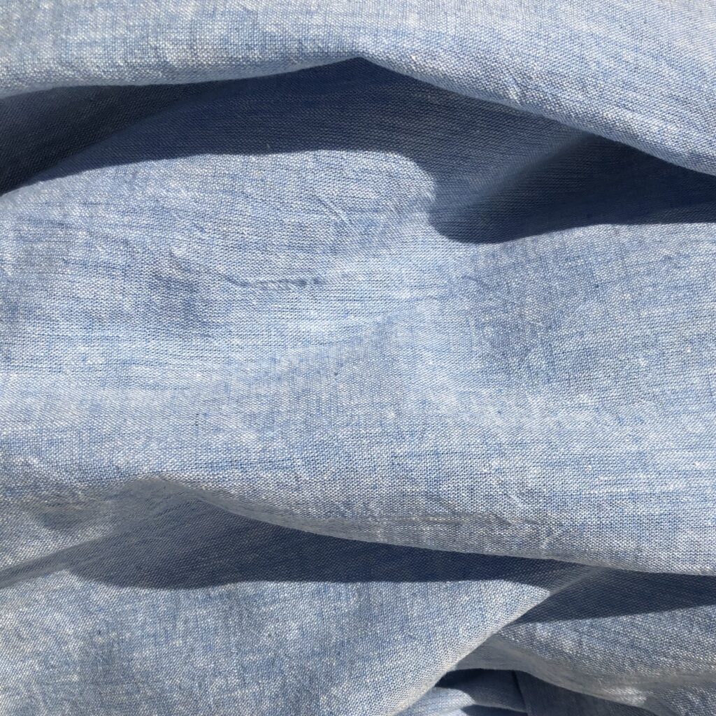 ベルギーコットンリネン　水色　サックスブルー　ナチュラル　天然素材　綿麻