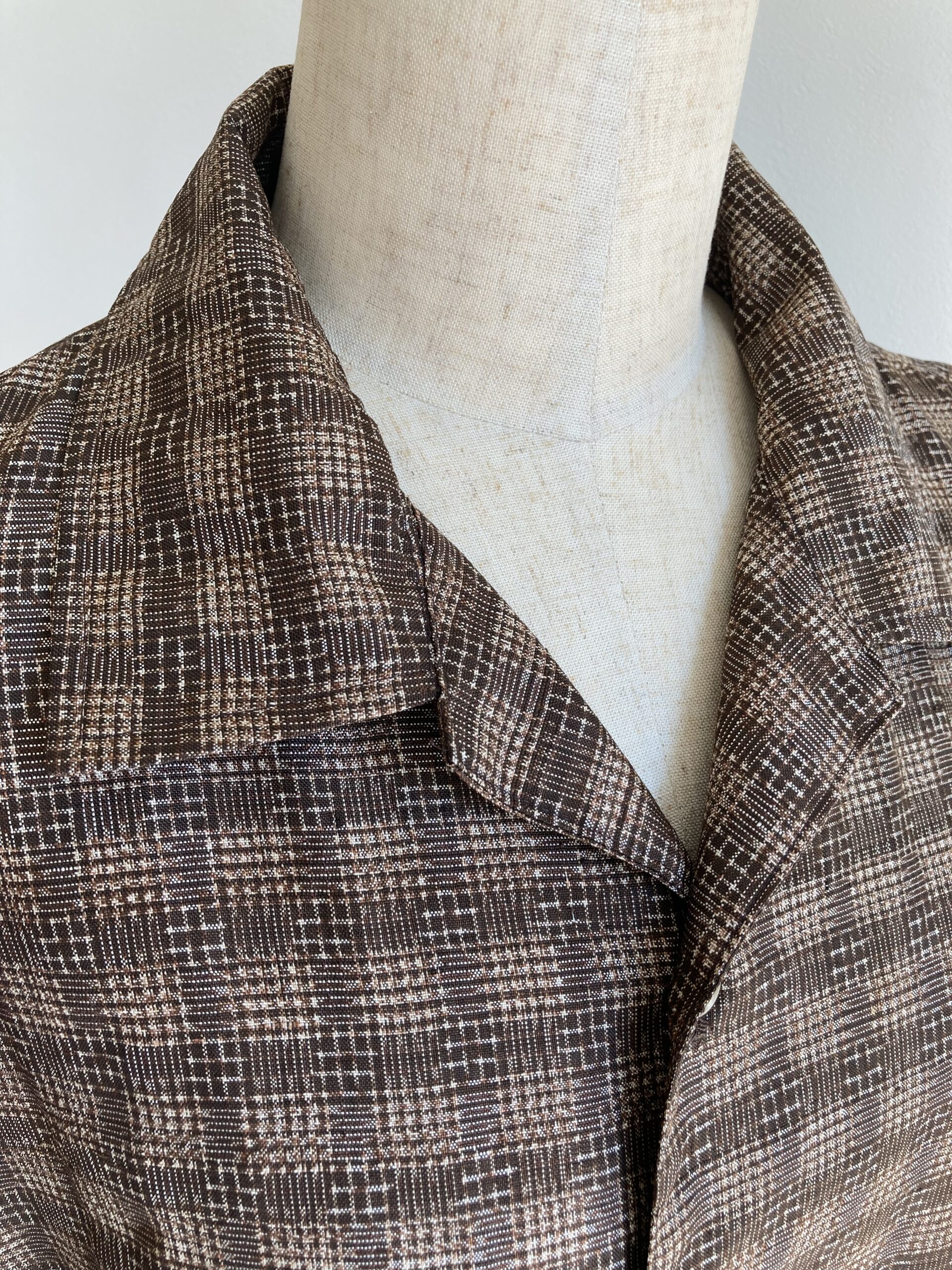 反物洋服 茶色シャツ 開襟シャツ