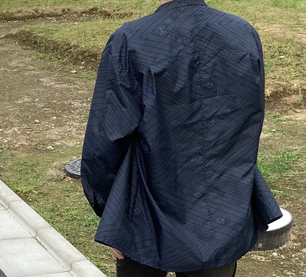 大島紬シャツ　男物　柄がカッコイイ