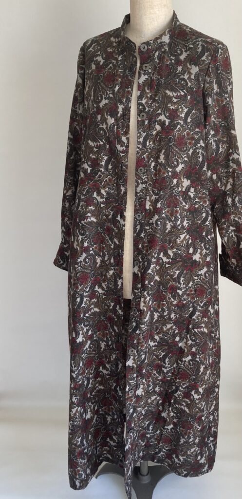 レトロ ビンテージ ワンピ 柄物 花柄 ロング シャツワンピース スタンドカラー 秋