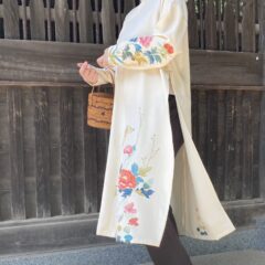 加賀友禅着物リメイク”アオザイ風ゆったり服”シミが出来ても捨てられない