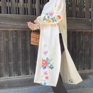 加賀友禅着物リメイクアオザイ風ゆったり普段着へ