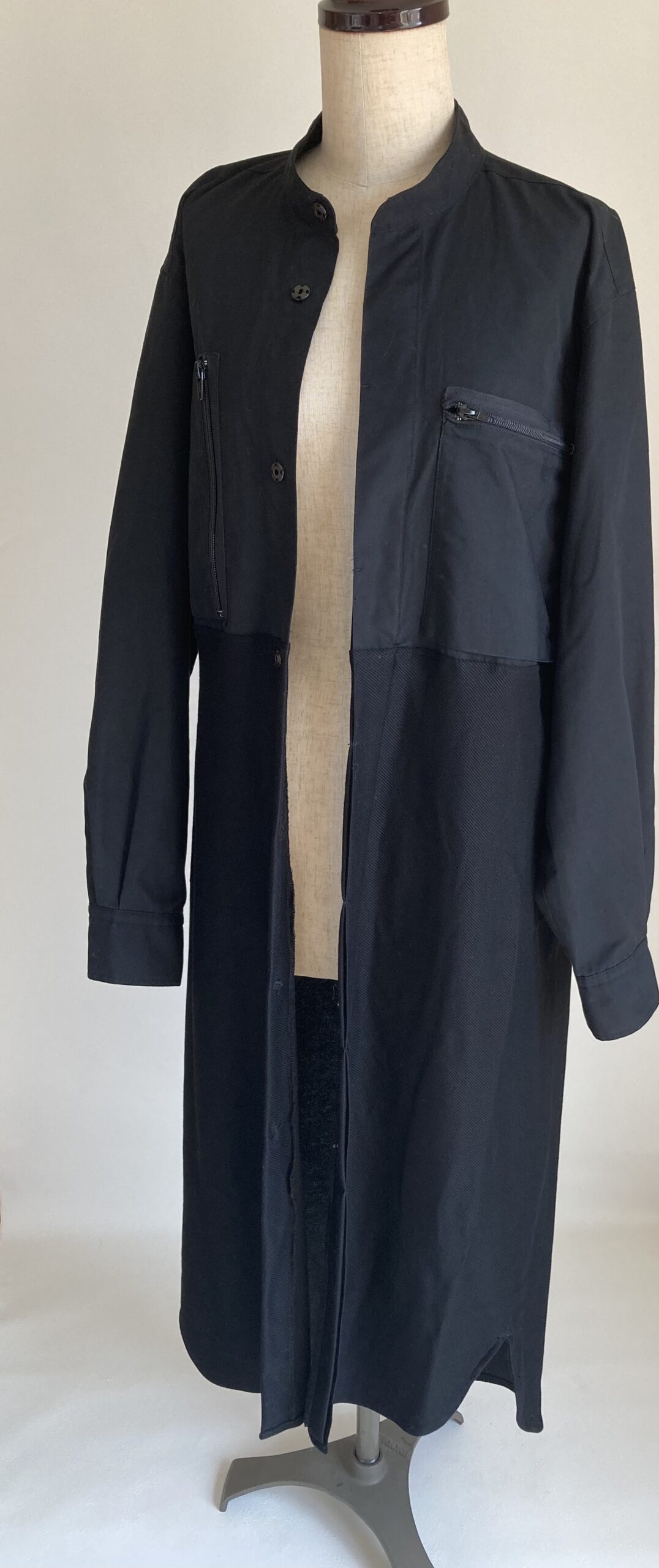 メンズシャツからシャツワンピース リメイク 黒
