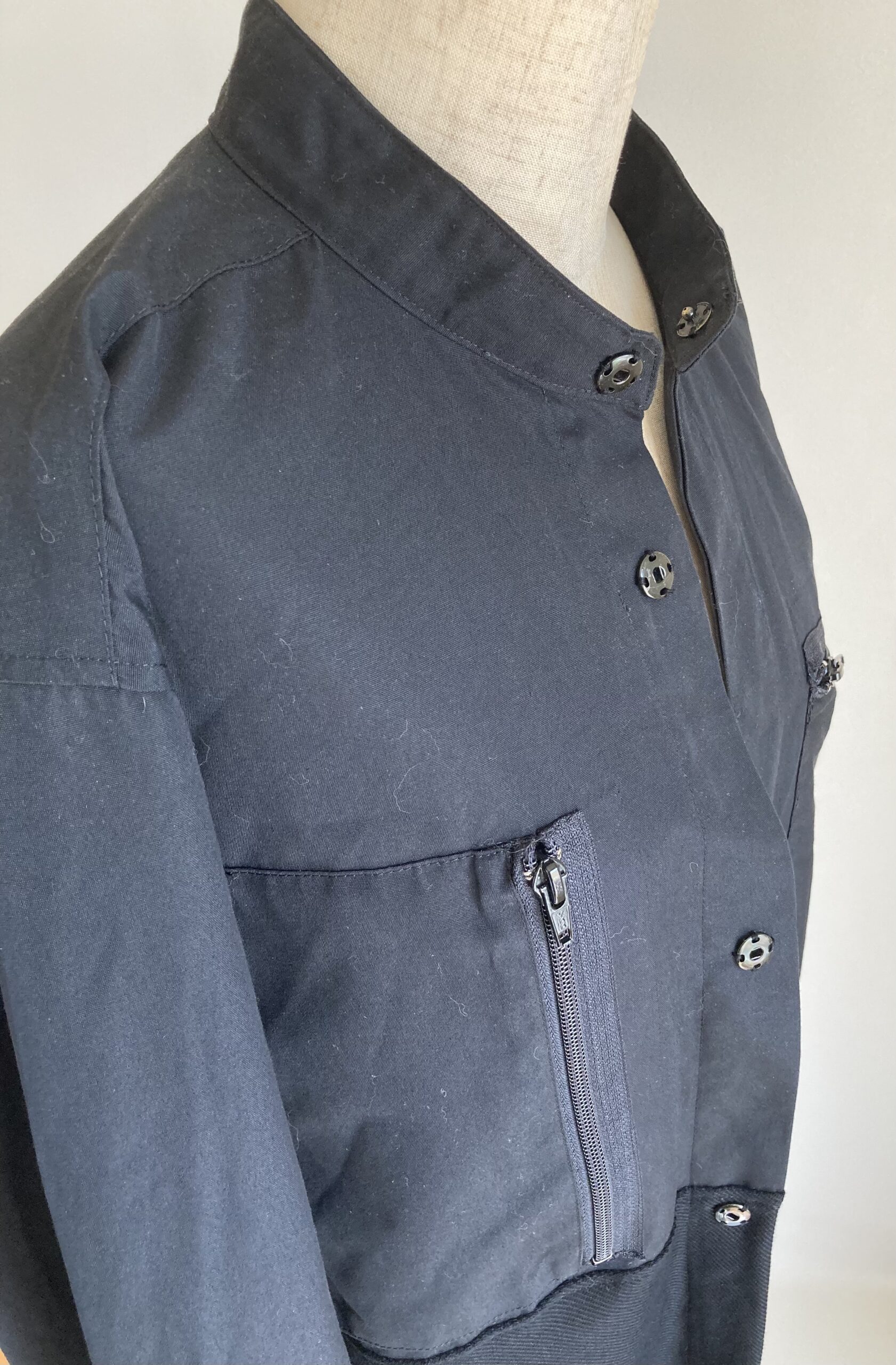 ワークシャツ リメイク 黒 ワンピ