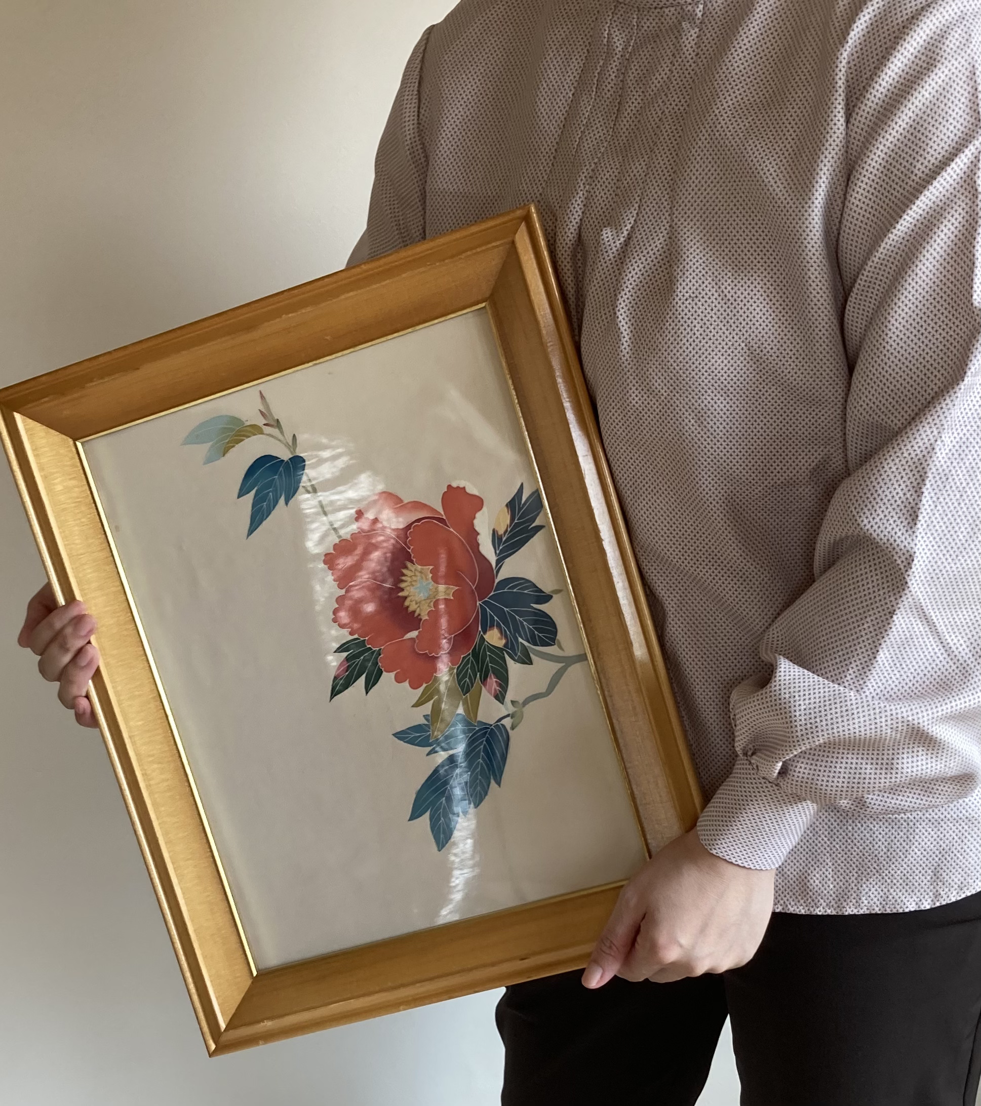 着物ハギレ活用方　フレームアート　インテリア　花の絵