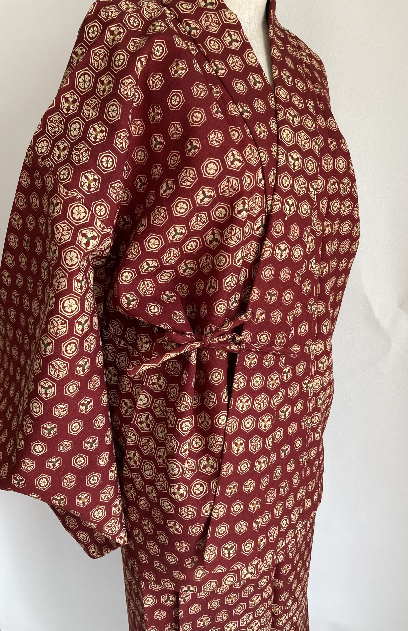 2部式着物へリメイク　えんじ　着物リメイク