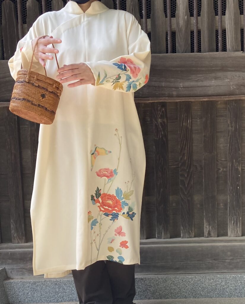 一点物服　着物リメイクゆったりおしゃれ　加賀友禅リメイク　アップサイクル　着物活用法