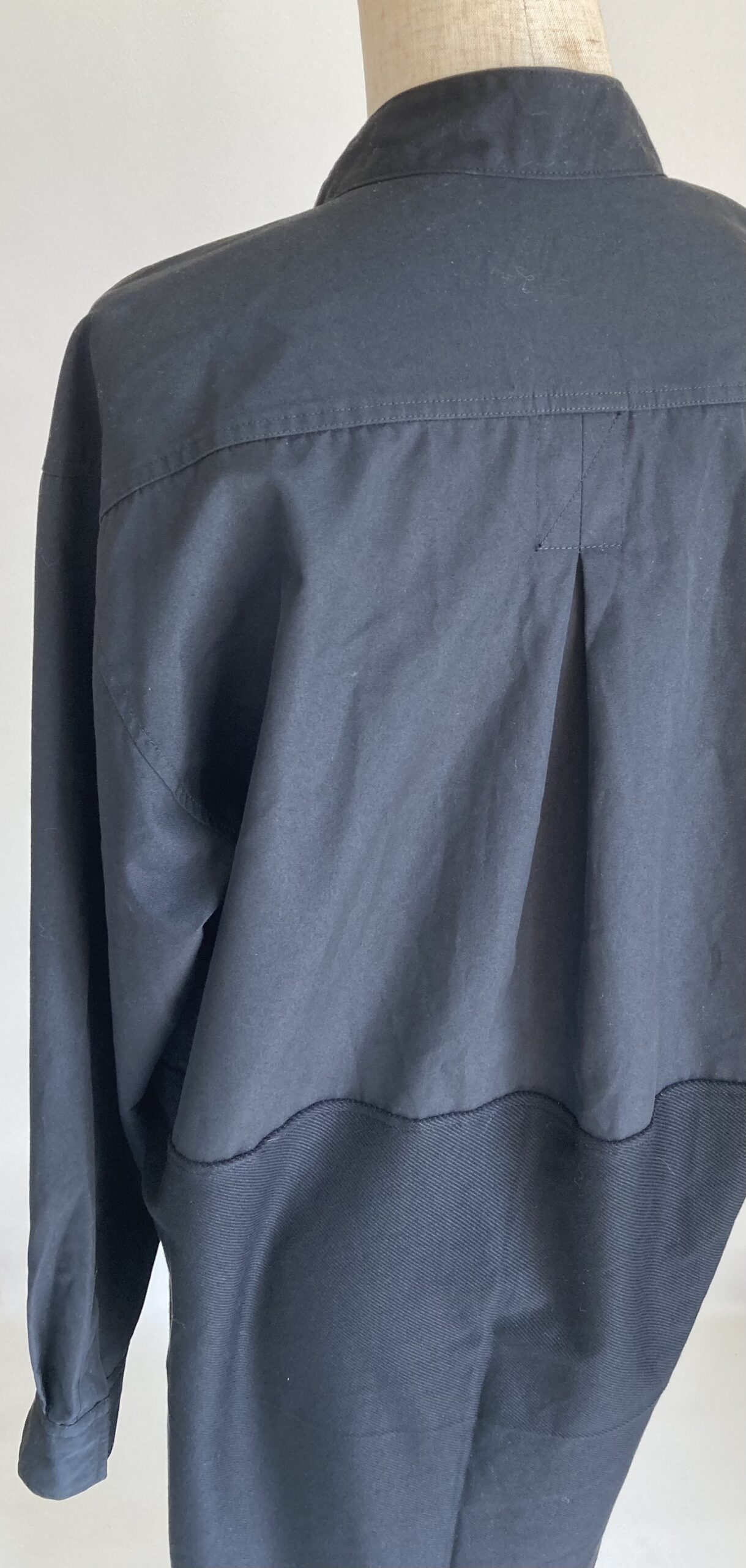 ワークシャツ 黒 ドッキング リメイク