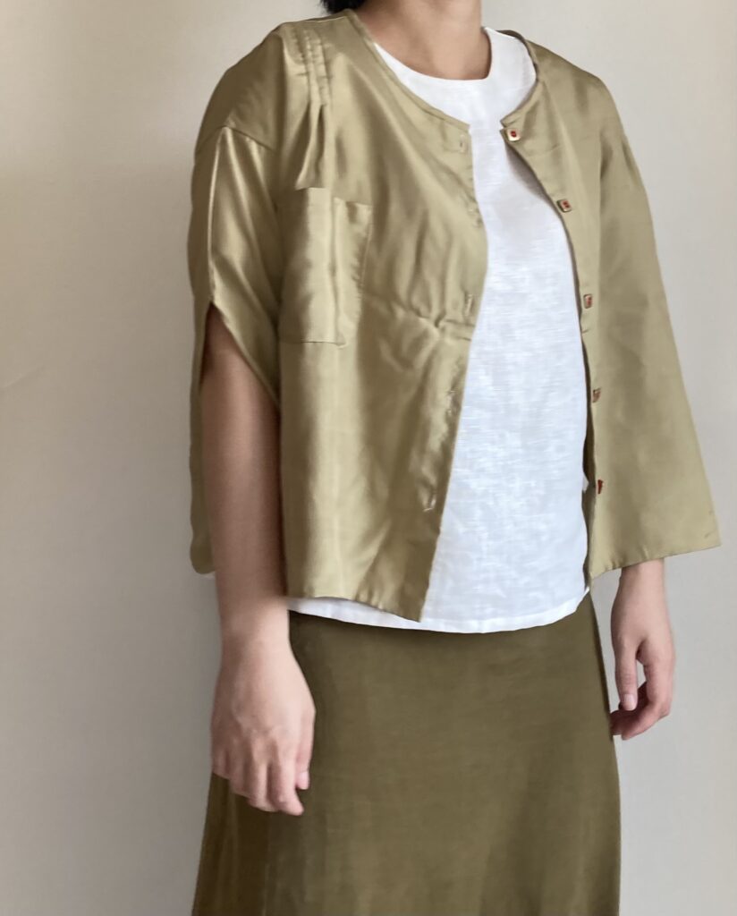 着物リメイクシャツ ナチュラルカラー アースカラーコーデ
