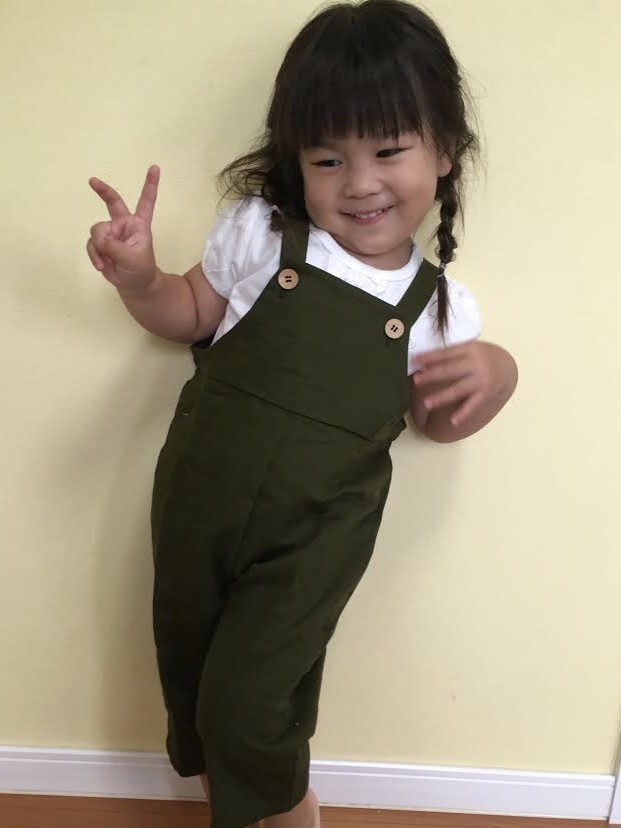 サロペット 女の子 カーキ ハンドメイド