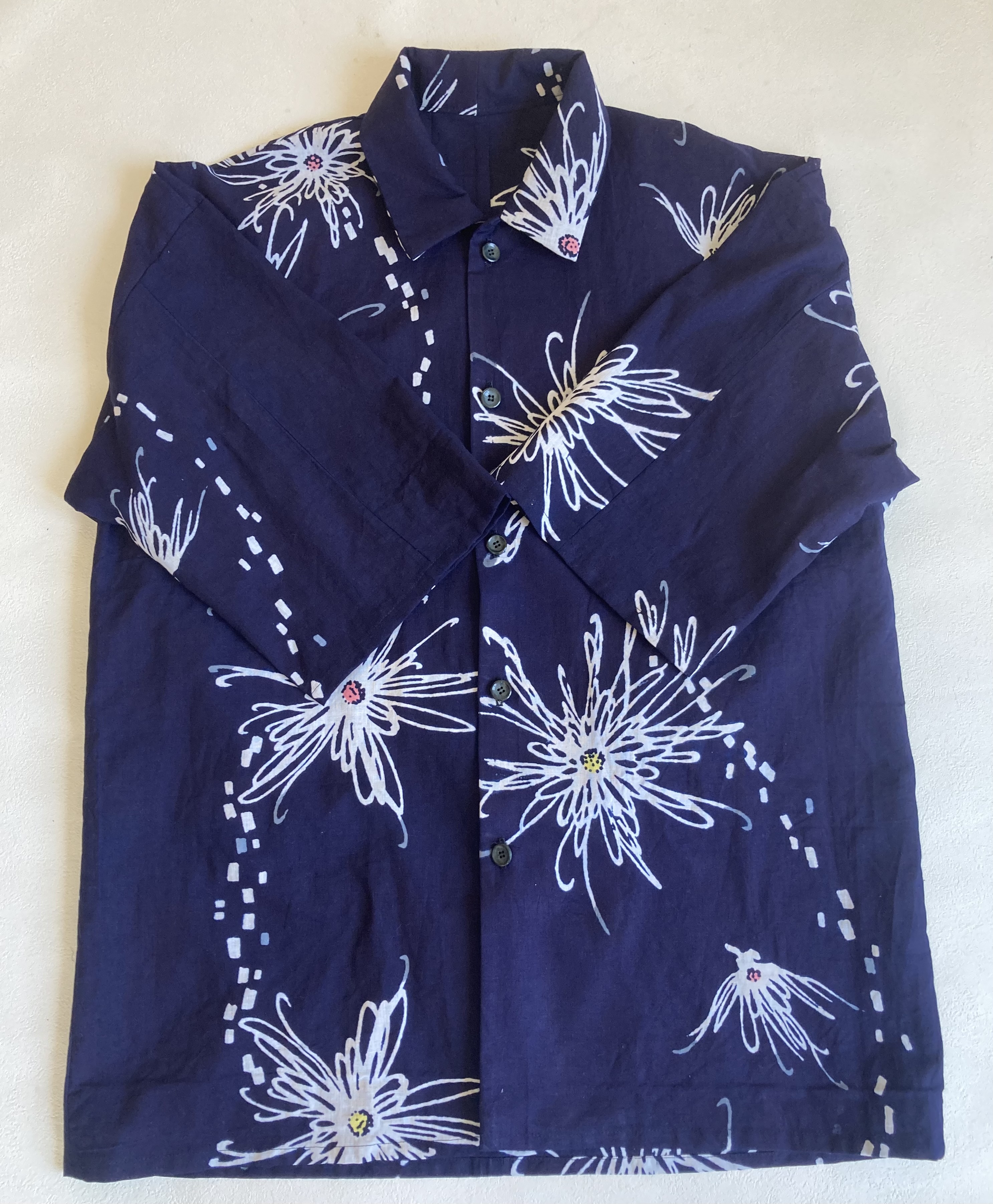 紺色シャツ 浴衣シャツ