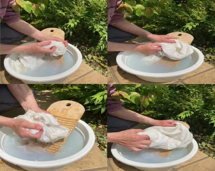 リネン洋服　洗濯　洗い桶