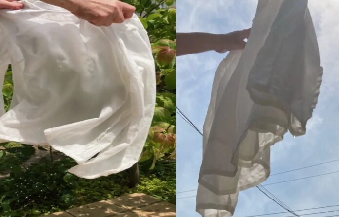 リネン洋服　洗濯物